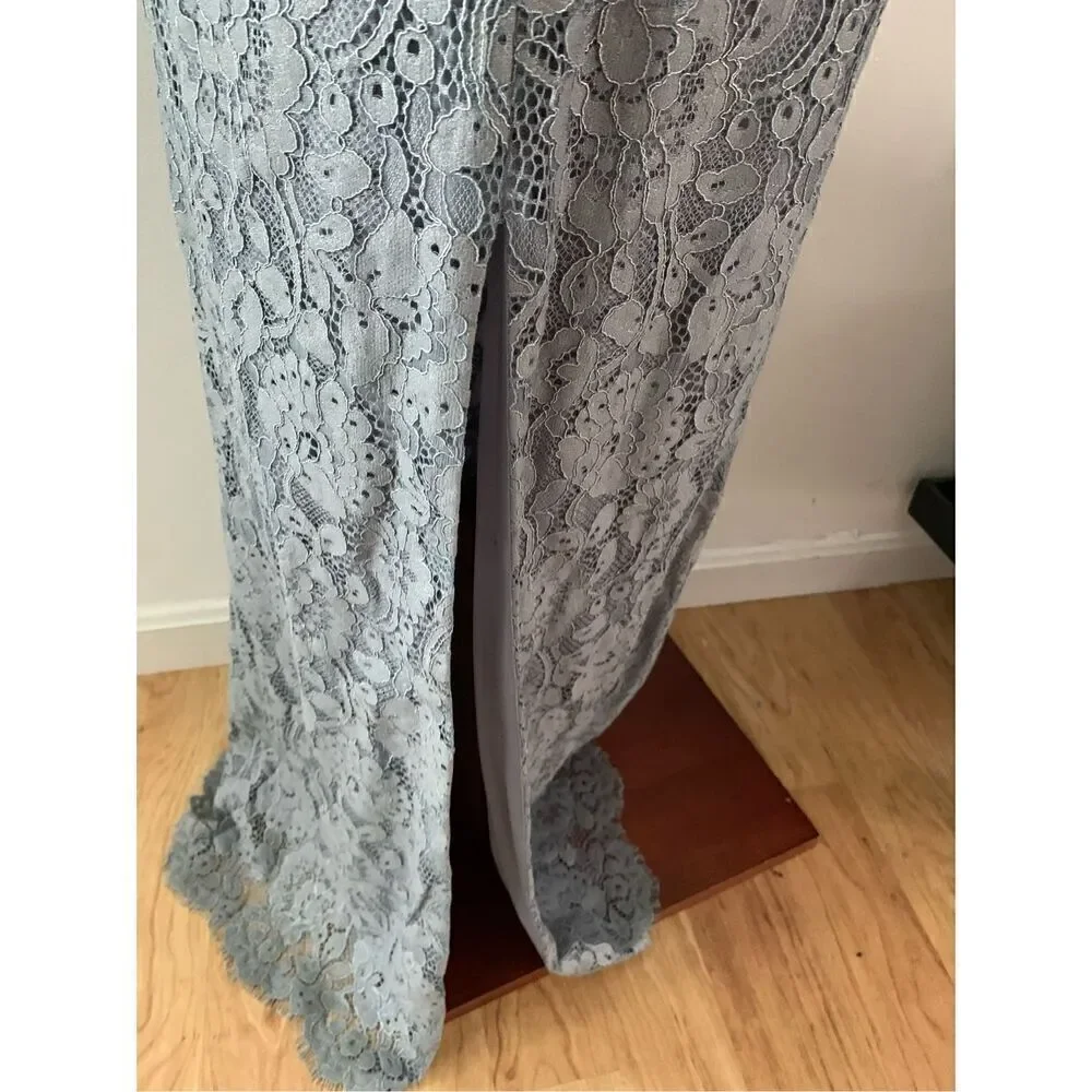 Adrianna Papell Lace Dress Gown Grey/Grayish Blue Mother of the Bride Size 2